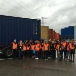 Nov. 2015, étudiants LEA 3 en visite au port d'Ottmarsheim, accompagnés par M. Kempf et Mme Gévaudan